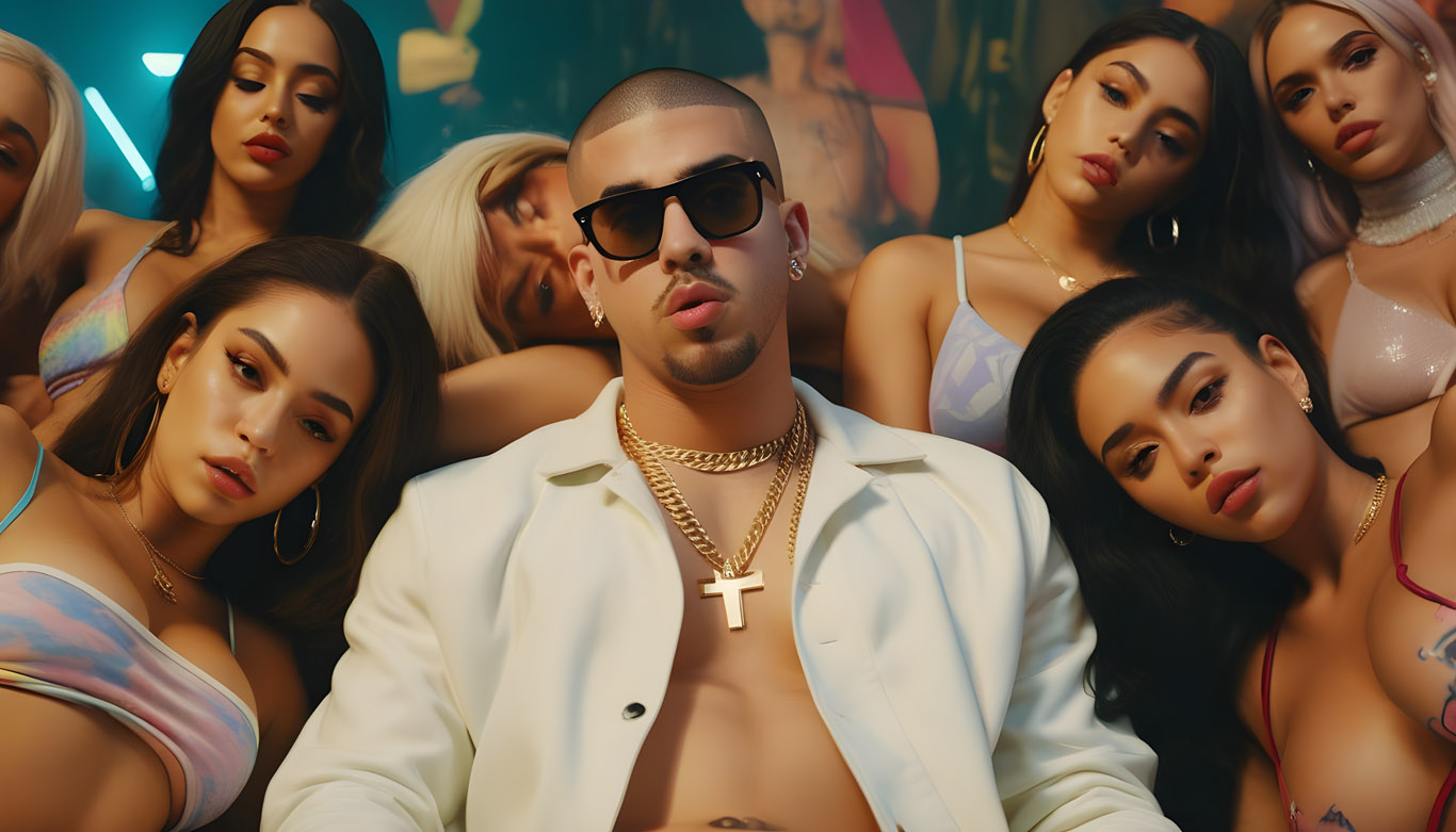 Rapper Bad Bunny and ladies